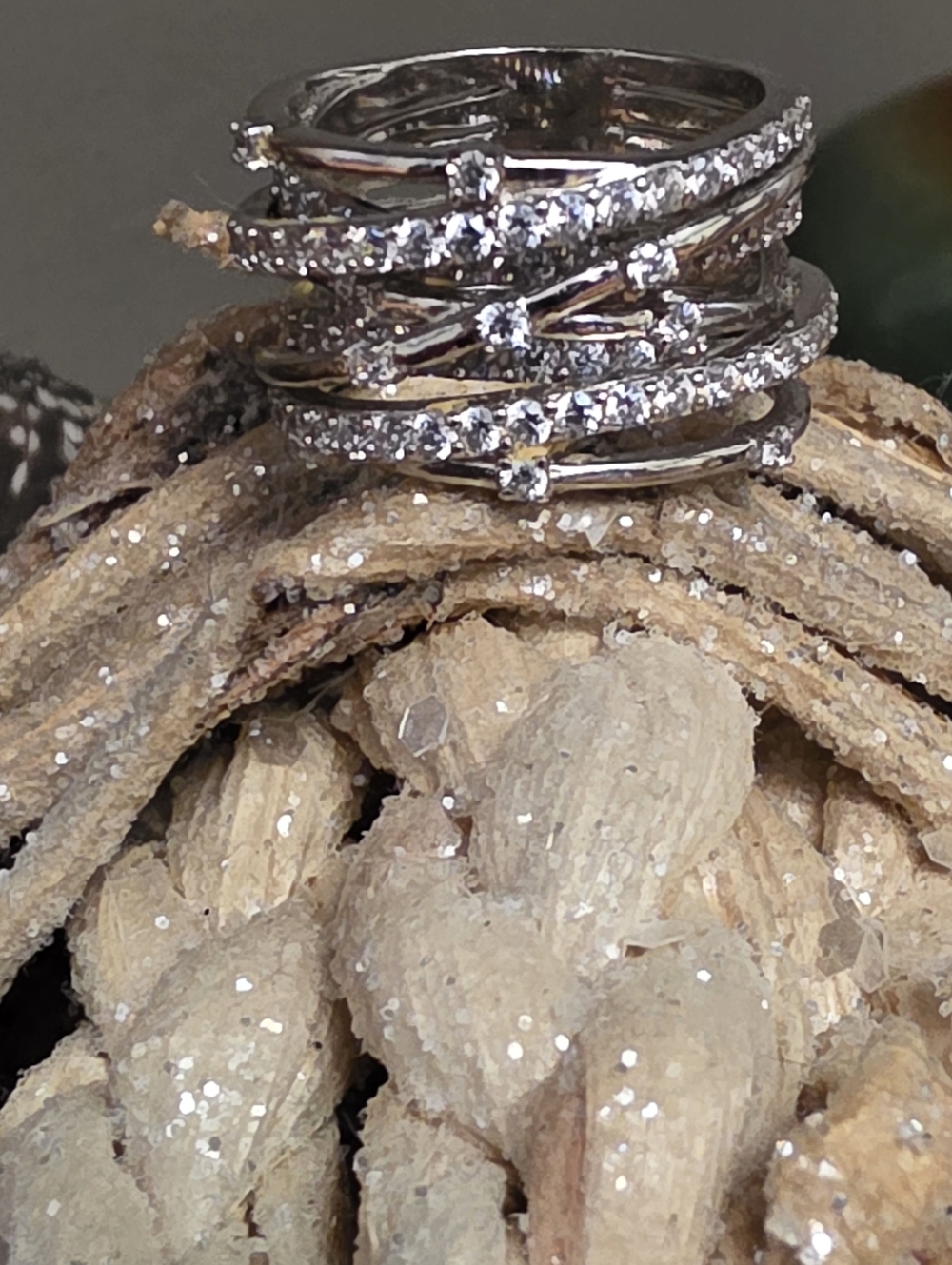 Crislu Entwined Platinum Plated & Silver Multi-Row CZ Wrap Ring - Picture 3 of 16